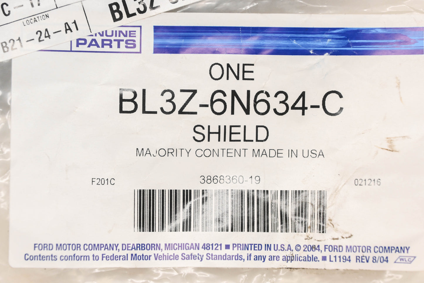 New OEM Ford BL3Z-6N634-C, BL34-6N634-AC Engine Side Splash Shield NOS