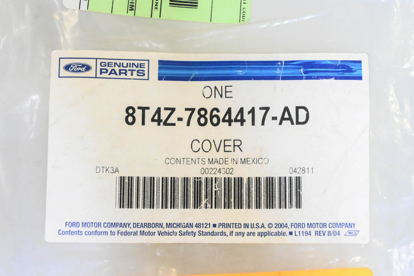 New OEM Ford 8T4Z-7864417-AD Grey Driver Side Seat Back Cover NOS