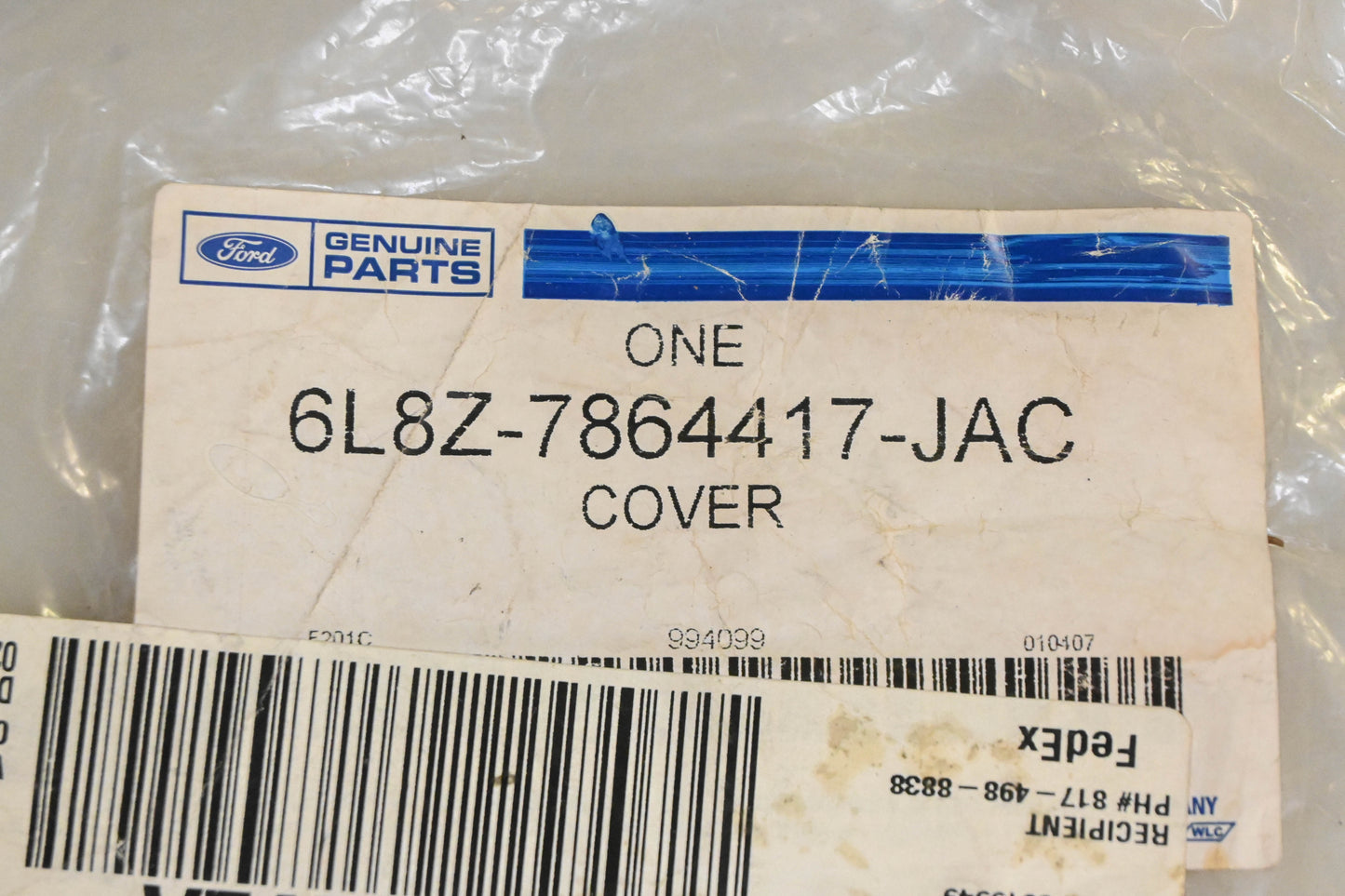 New OEM Ford 6L8Z-7864417-JAC Driver Side Seat Back Cushion Cover NOS