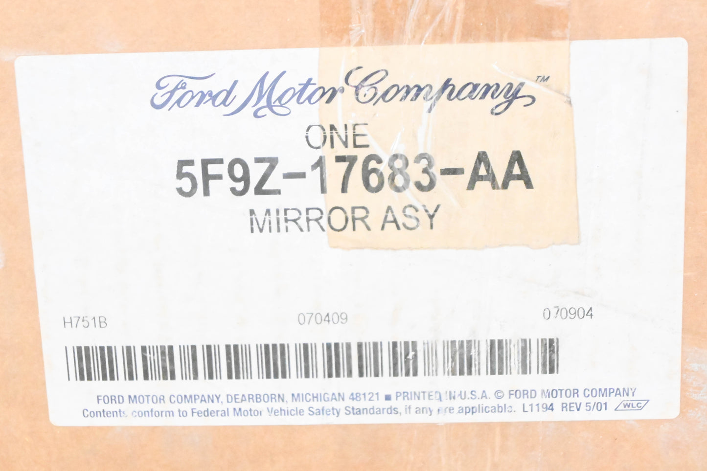 New OEM Ford 5F9Z-17683-AA Black Left Side Mirror Assembly NOS