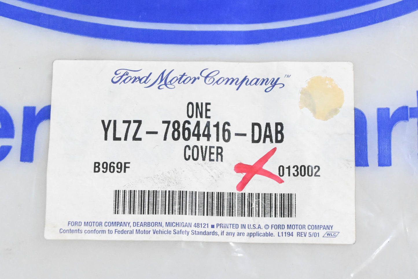 New OEM Ford YL7Z-7864416-DAB Seat Back Cushion Cover NOS