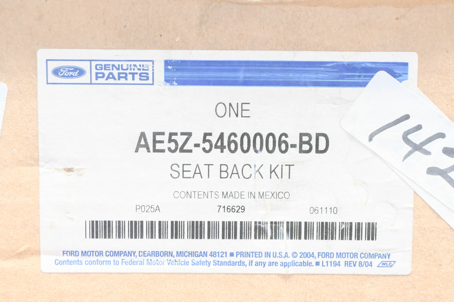 New OEM Ford AE5Z-5460006-BD Seat Back Kit NOS