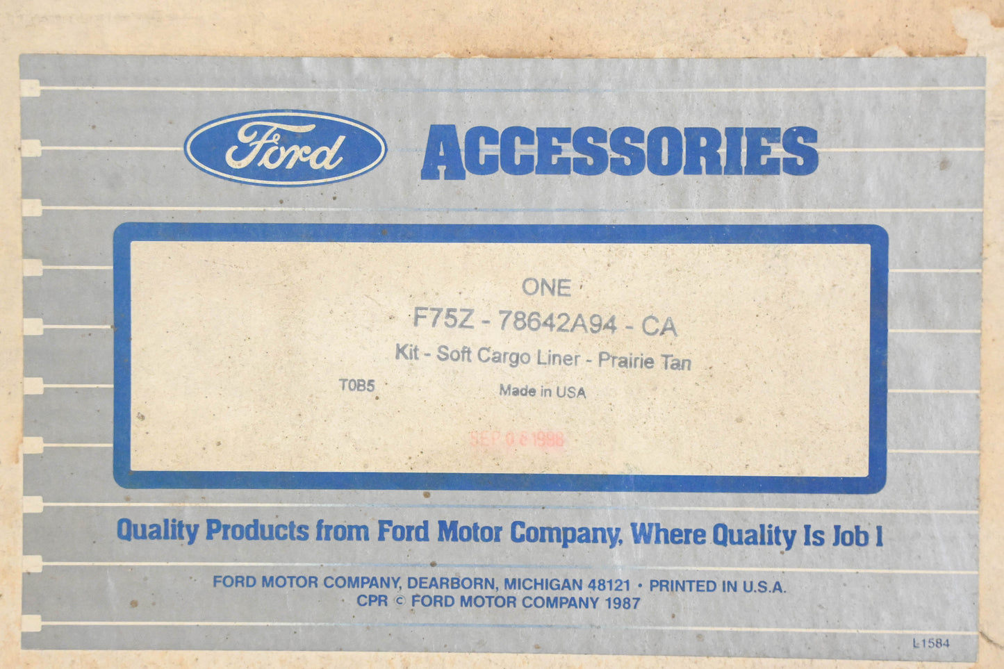 New OEM Ford F75Z-78642A94-CA Rear Seat & Cargo Liner Kit NOS