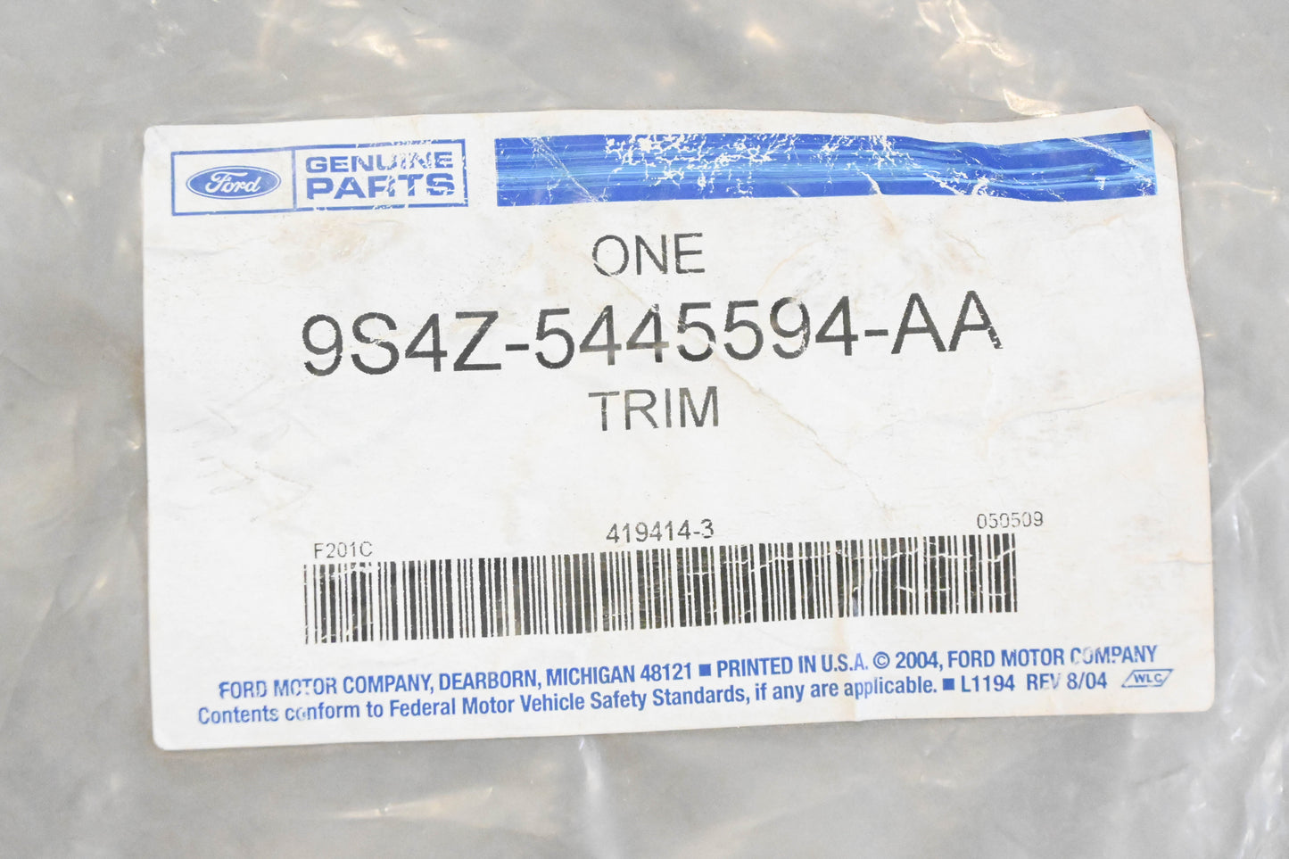 New OEM Ford 9S4Z-5445594-AA Trunk Lid Trim Panel NOS