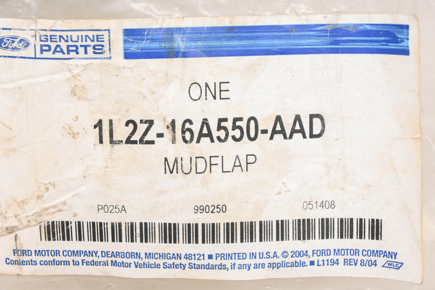 New OEM Ford 1L2Z-16A550-AAD Rear Left Mudflap Assembly NOS
