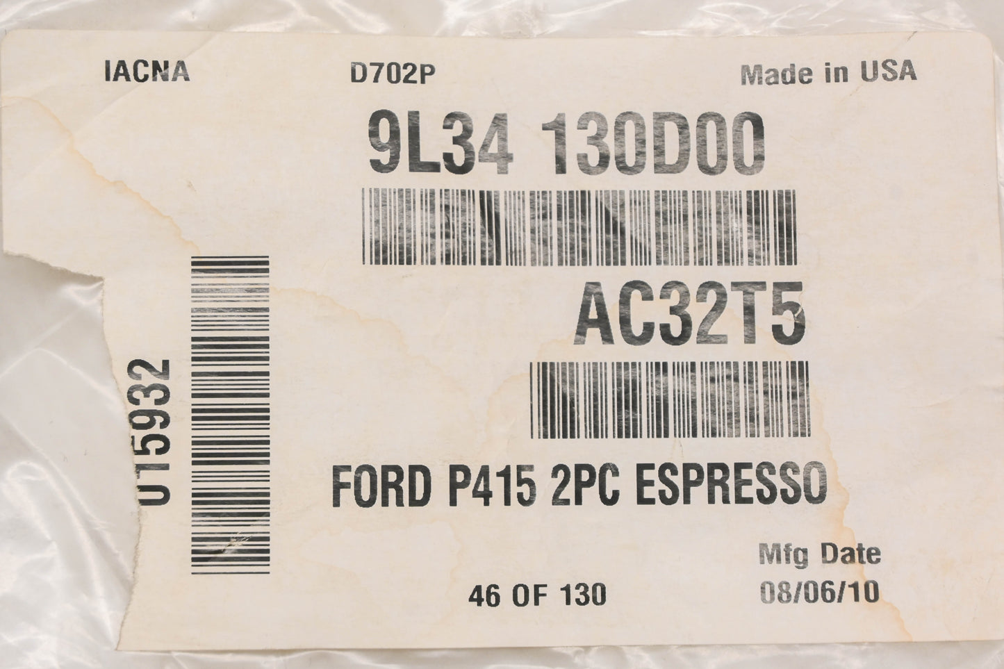 New OEM Ford 9L34-130D00-AC32T5 Floor Mat Kit Qty 2 NOS