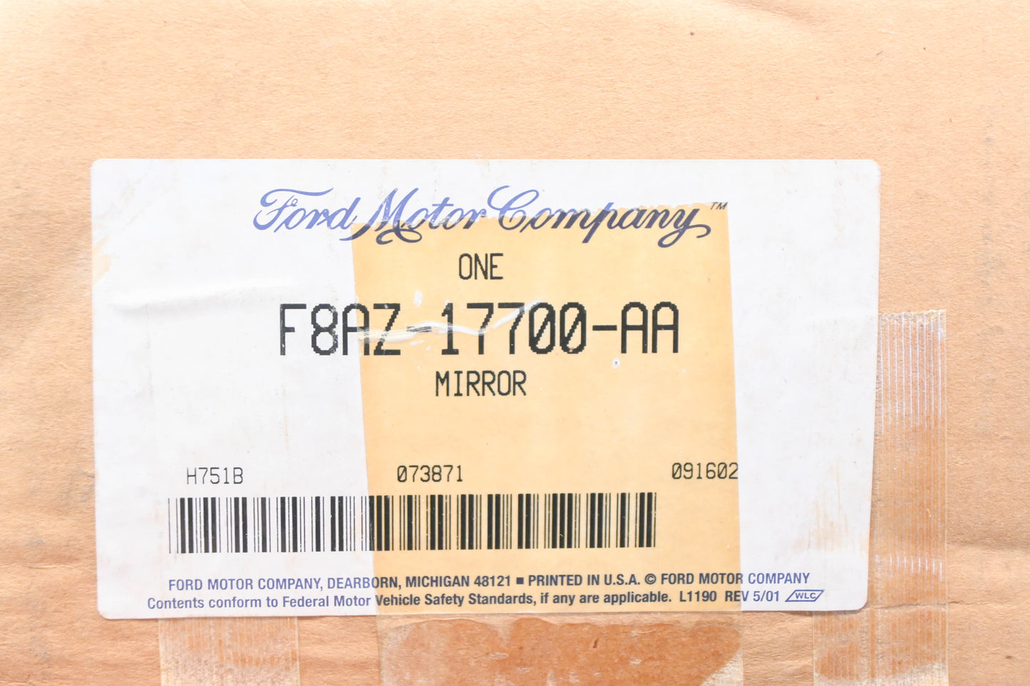 New OEM Ford F8AZ-17700-AA Black Rearview Mirror Assembly NOS