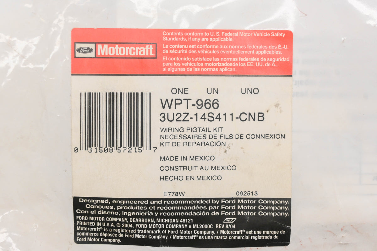 New OEM Motorcraft WPT-966, 3U2Z-14S411-CNB, WPT966 Brake Light Switch Wiring Pigtail Kit NOS