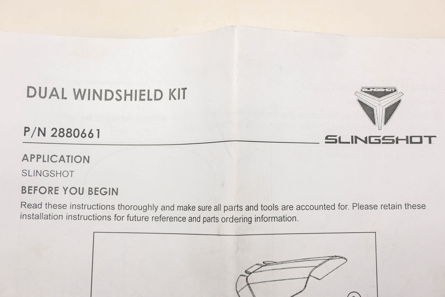New OEM Polaris 2880661, 5451719 Slingshot Left Windshield Kit NOS