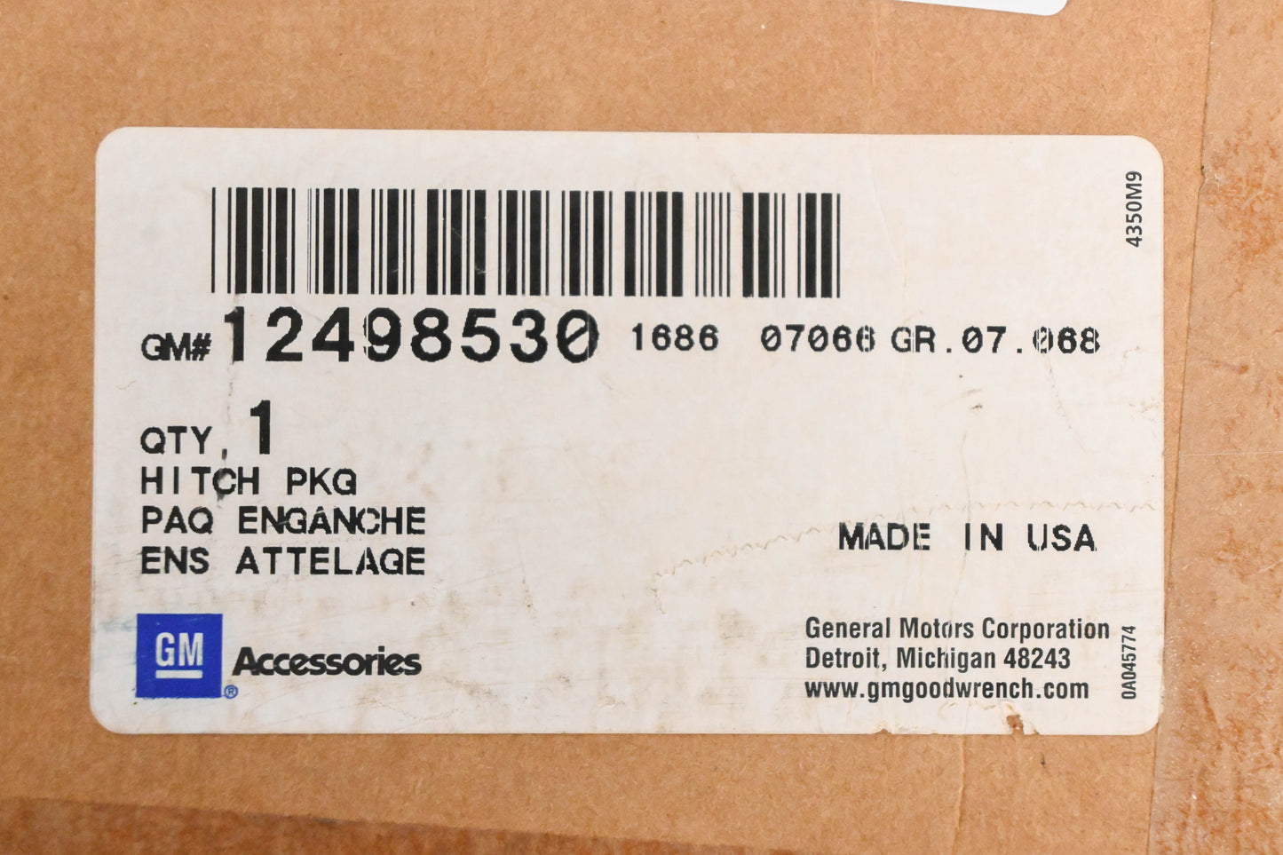 General Motors 12498530 Trailer Hitch Kit NOS