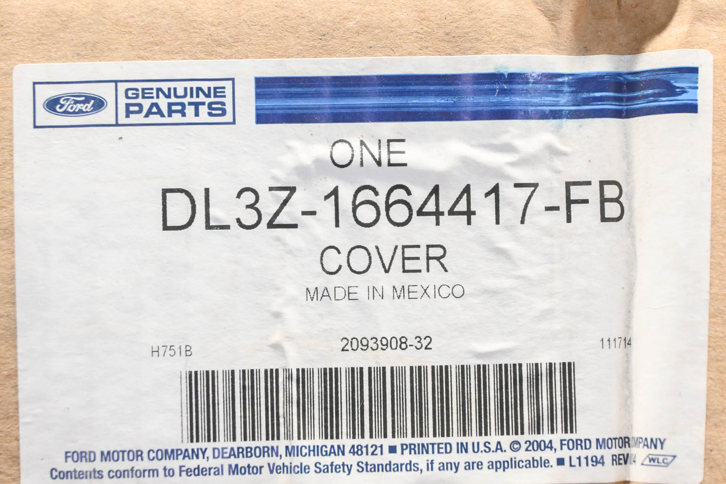 New OEM Ford DL3Z-1664417-FB Red/Adobe Leather Driver Seat Back Cover NOS