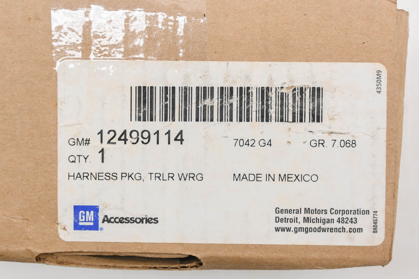 General Motors 12499114, 88962714 Trailer Hitch Wiring Harness Kit NOS
