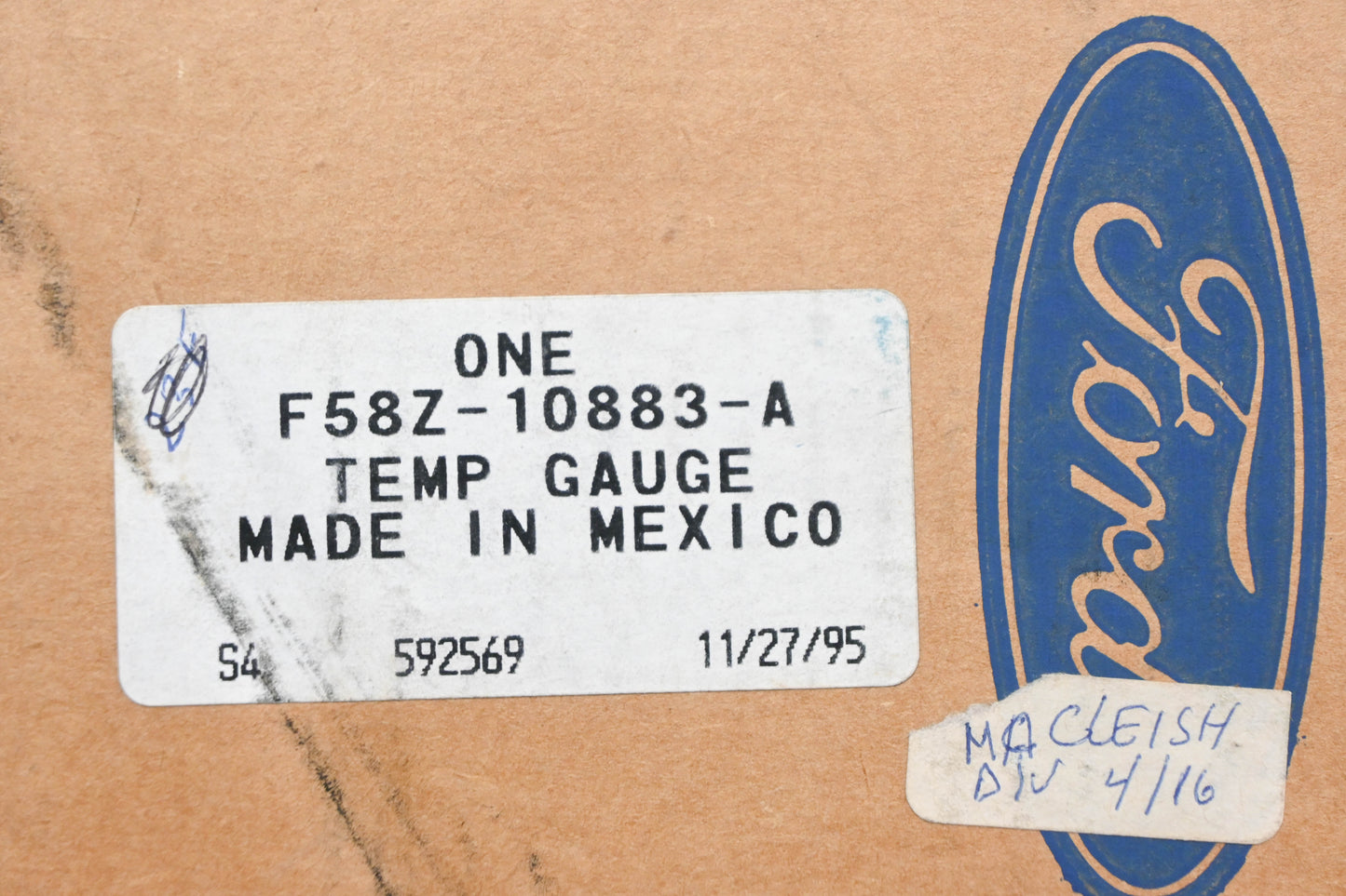 New OEM Ford F58Z-10883-A, F48F-10970-C, F58F-10E853-EA Temperature Gauge NOS