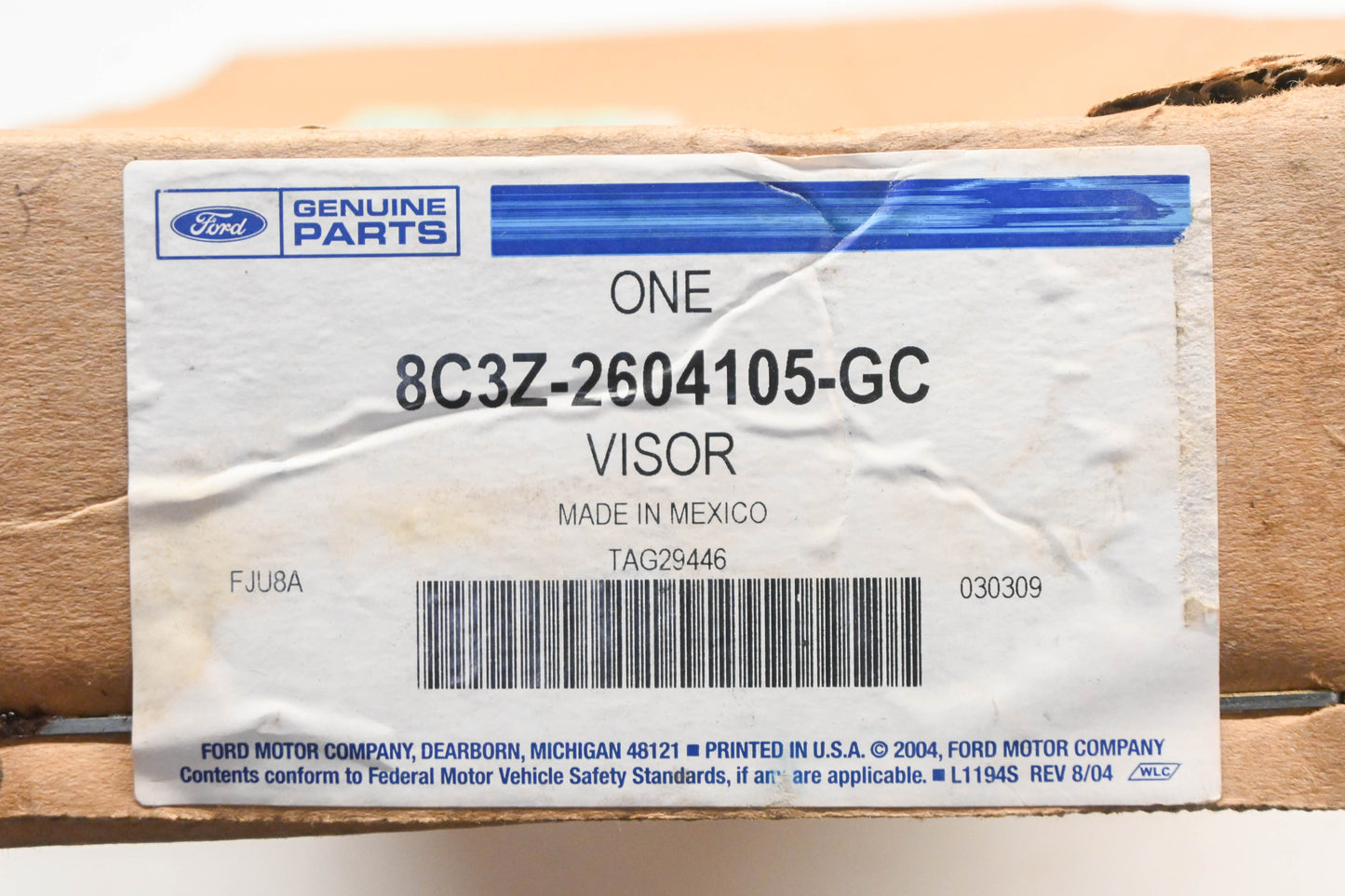 New OEM Ford 8C3Z-2604105-GC Driver Side Sun Visor NOS
