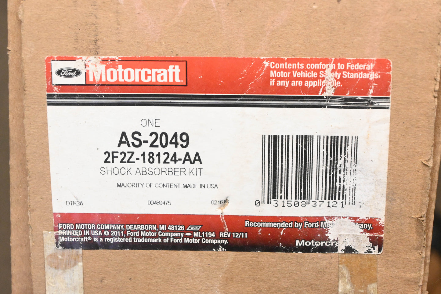 New OEM Motorcraft AS-2049, 2F2Z-18124-AA Shock Absorber Kit NOS