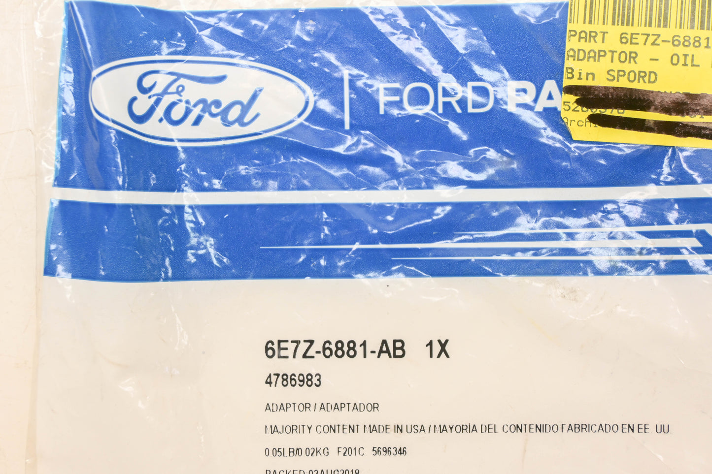 New OEM Ford 6E7Z-6881-AB Oil Filter Adapter Plate Seal Kit NOS
