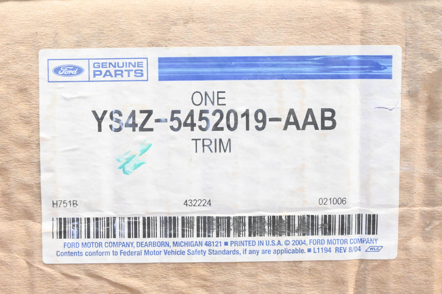 New OEM Ford YS4Z-5452019-AAB Left C Pillar Trim Panel NOS