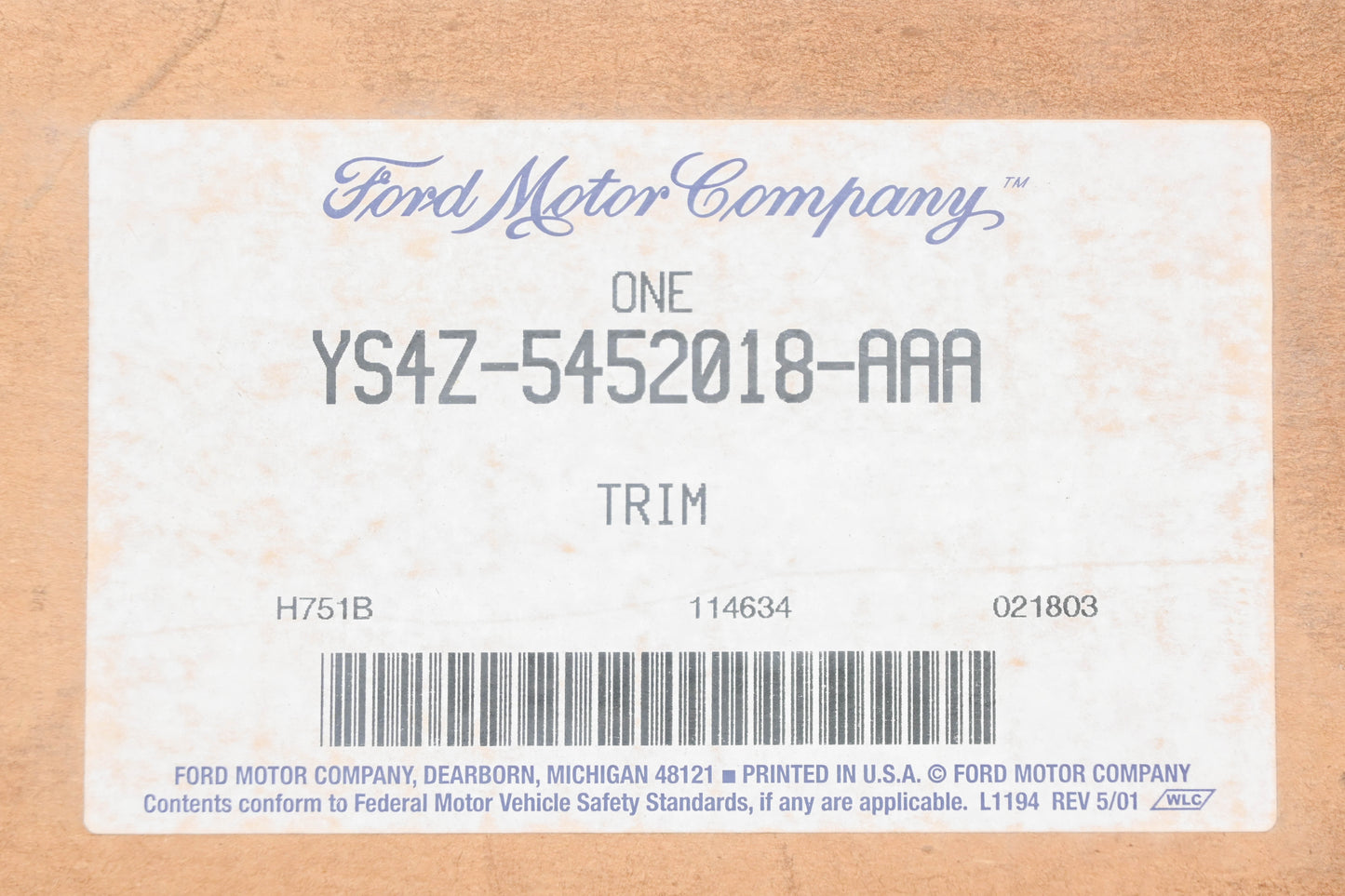 New OEM Ford YS4Z-5452018-AAA Right Interior C Pillar Trim Panel NOS