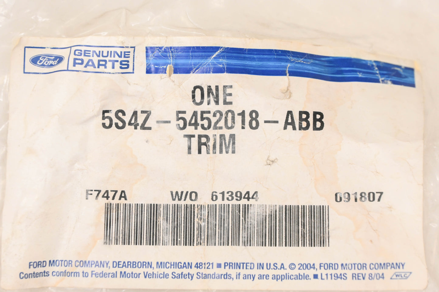 New OEM Ford 5S4Z-5452018-ABB Right Lower C Pillar Trim Panel NOS