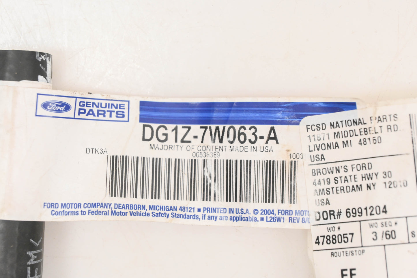 New OEM Ford DG1Z-7W063-A Oil Cooler Hose Assembly NOS