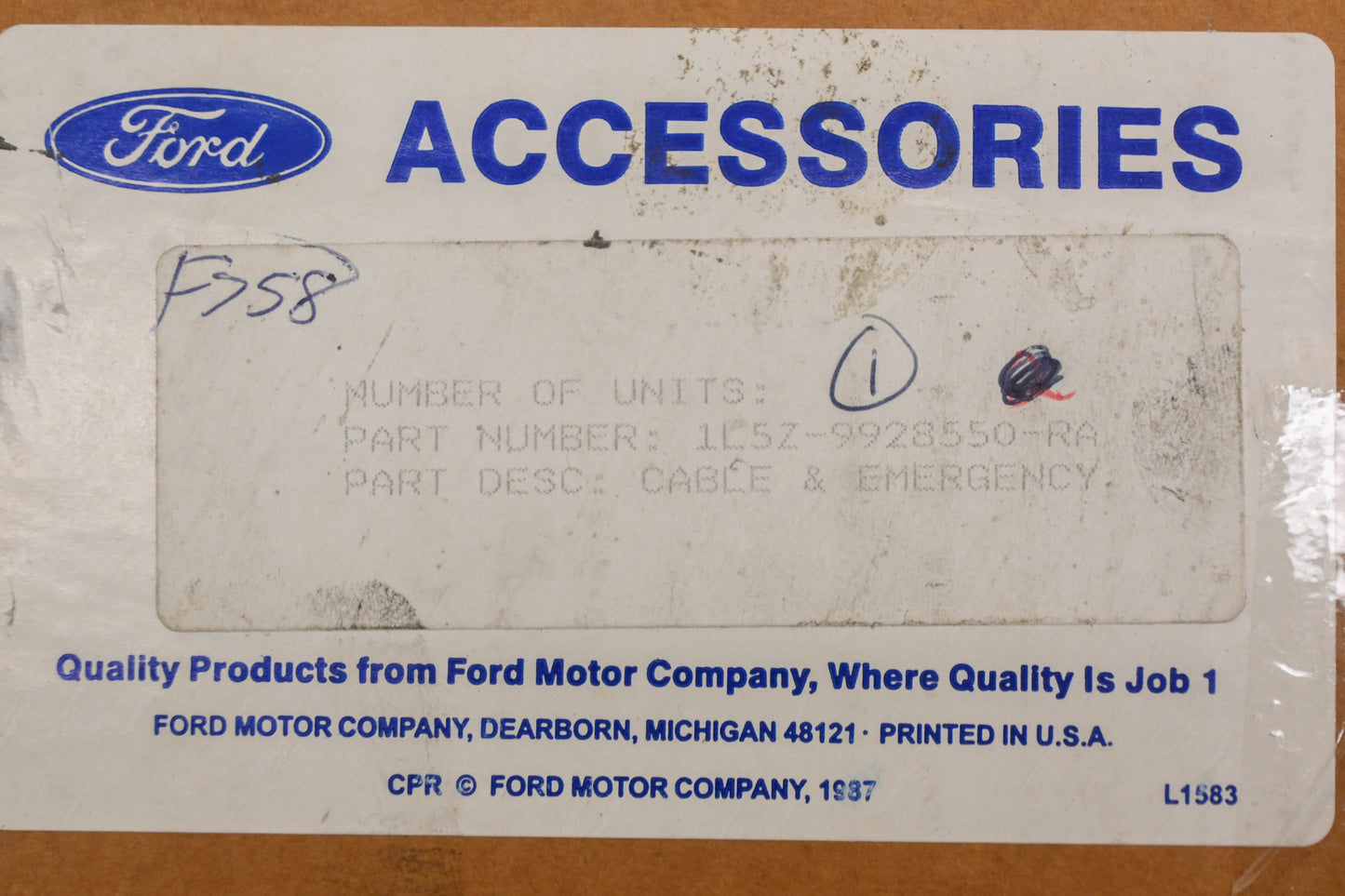 New OEM Ford 1L5Z-9928550-RA Tonneau Cover Release Cable NOS