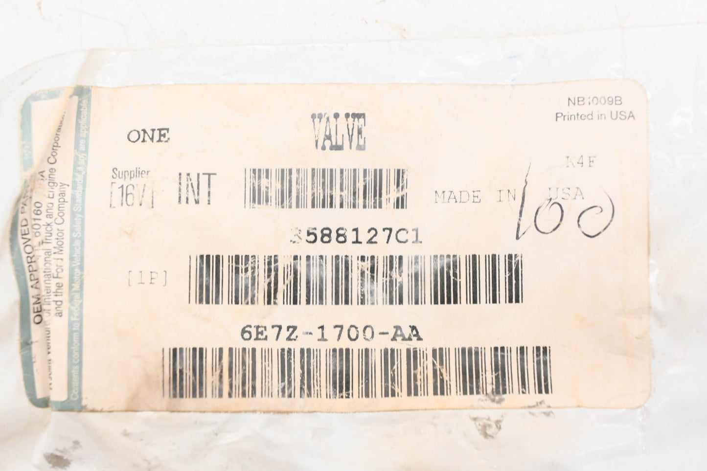 New OEM Ford 6E7Z-1700-AA, 3588127C1 Tire Valve & Cap Assembly NOS