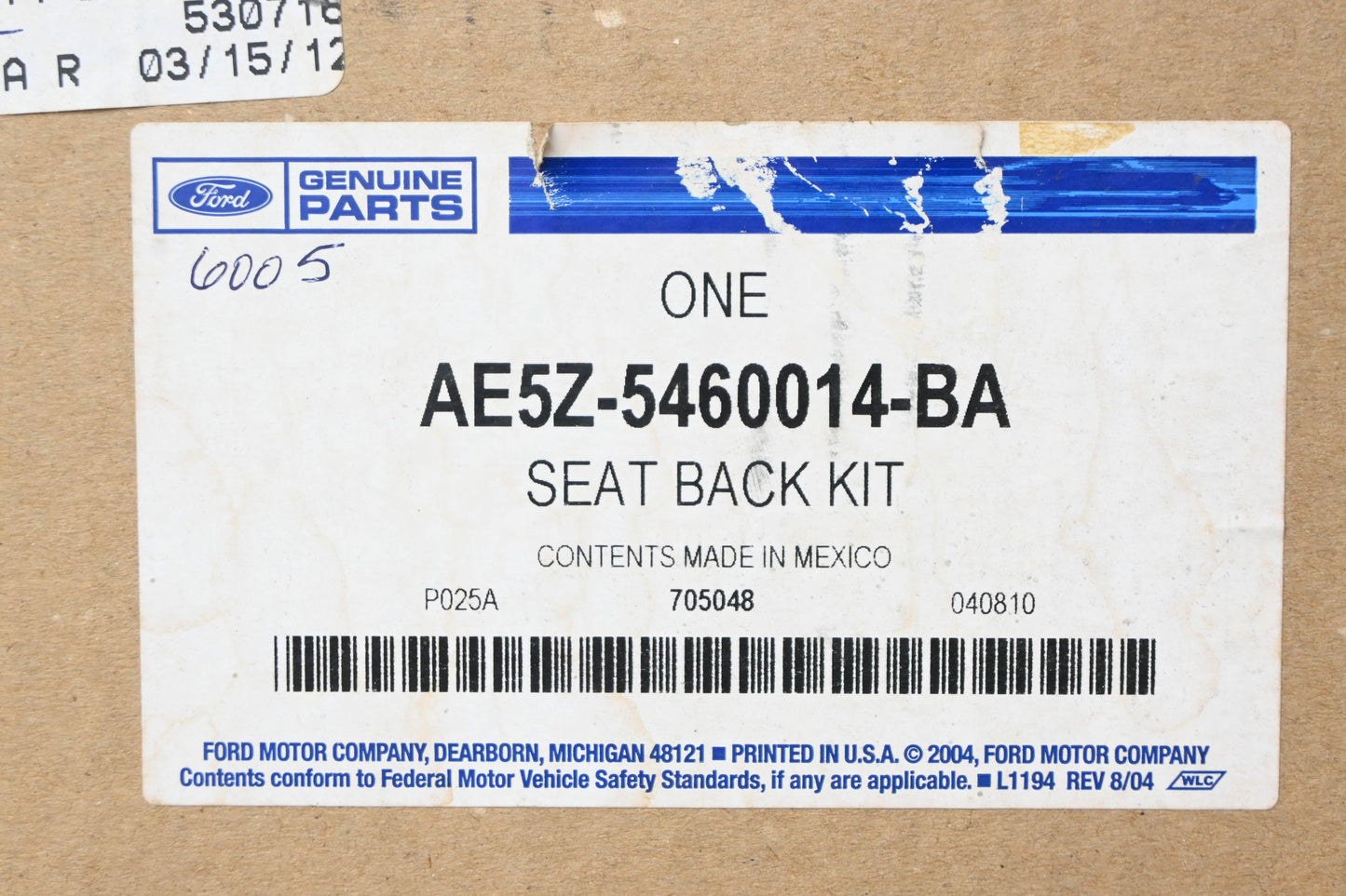 New OEM Ford AE5Z-5460014-BA Driver Seat Back Frame Kit NOS