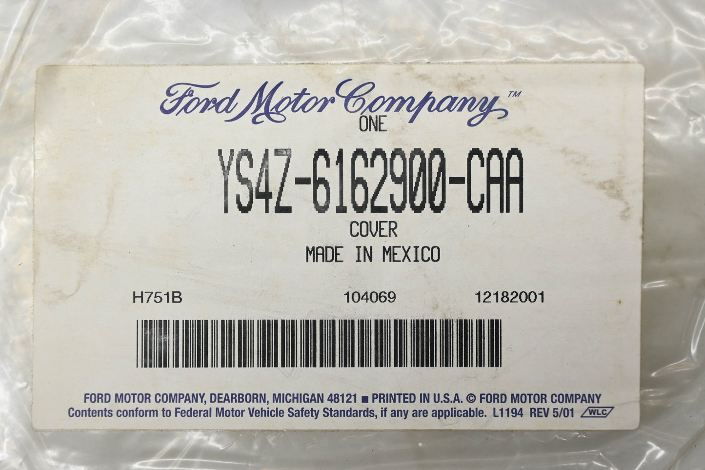 New OEM Ford YS4Z-6162900-CAA Front Seat Cushion Cover NOS