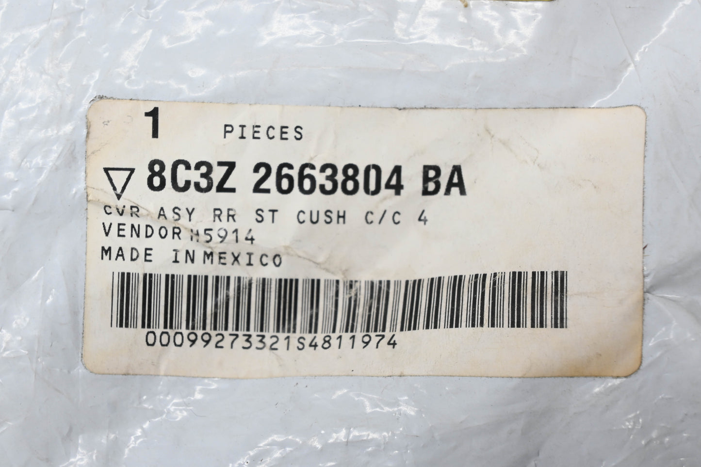 New OEM Ford 8C3Z-2663804-BA Rear Right Seat Cushion Cover NOS