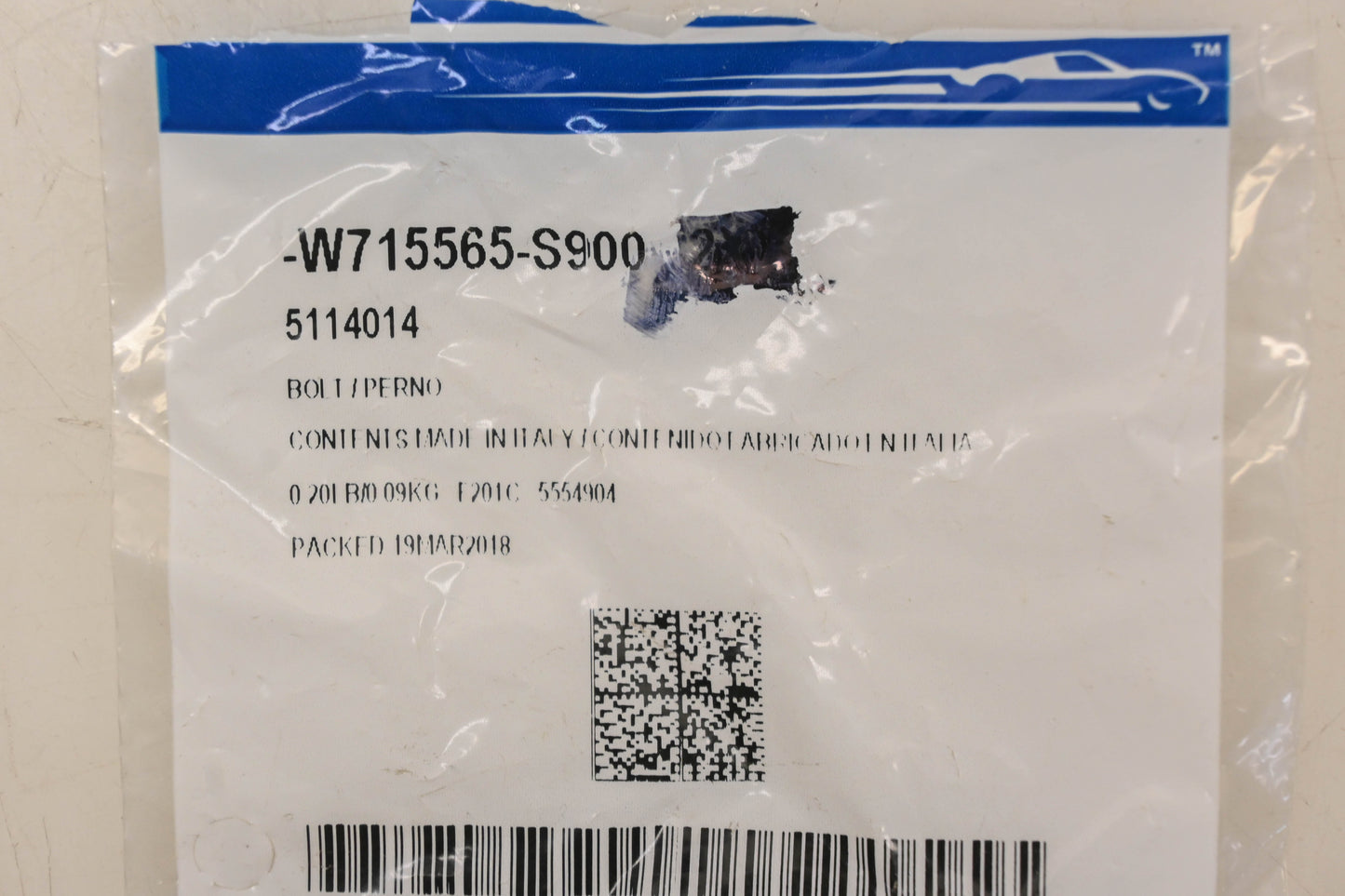 New OEM Ford W715565-S900 Oil Pipe Mount Bolt NOS