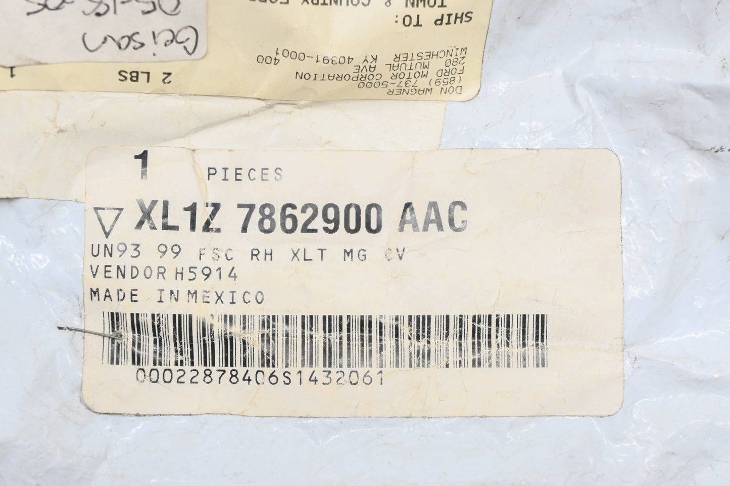 New OEM Ford XL1Z-7862900-AAC Front Right Seat Cushion Cover NOS