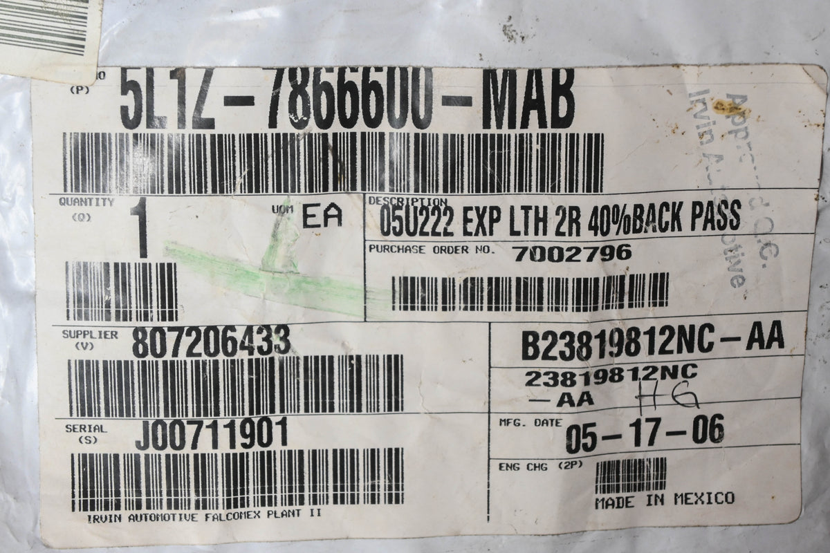 New OEM Ford 5L1Z-7866600-MAB Rear Right Seat Back Cover NOS