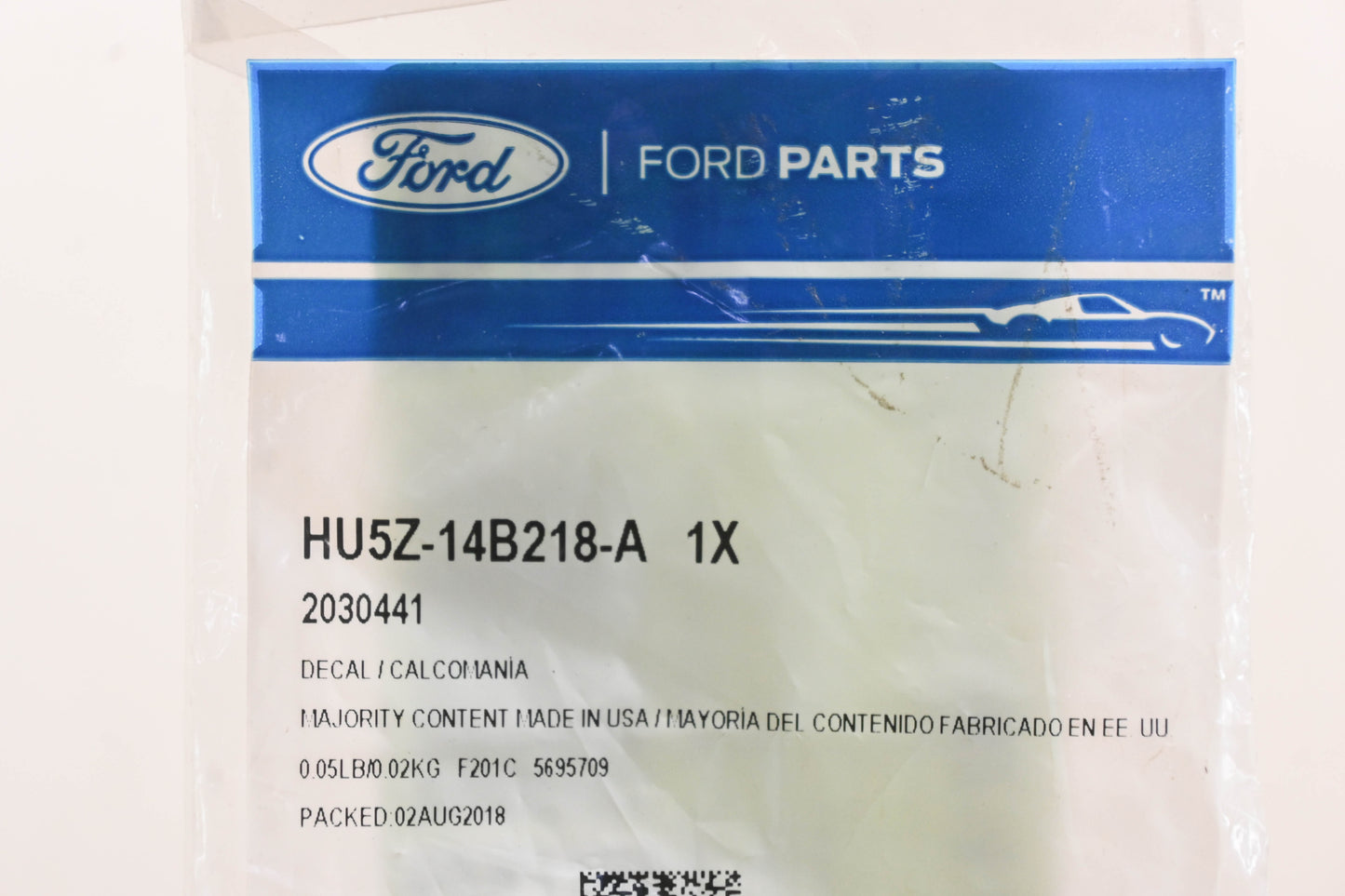 New OEM Ford HU5Z-14B218-A, HU5A-14B218-AA Caution Decal NOS