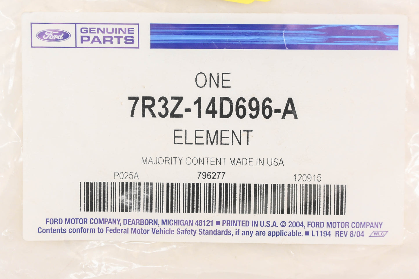 New OEM Ford 7R3Z-14D696-A Seat Back Heater Element Pad NOS