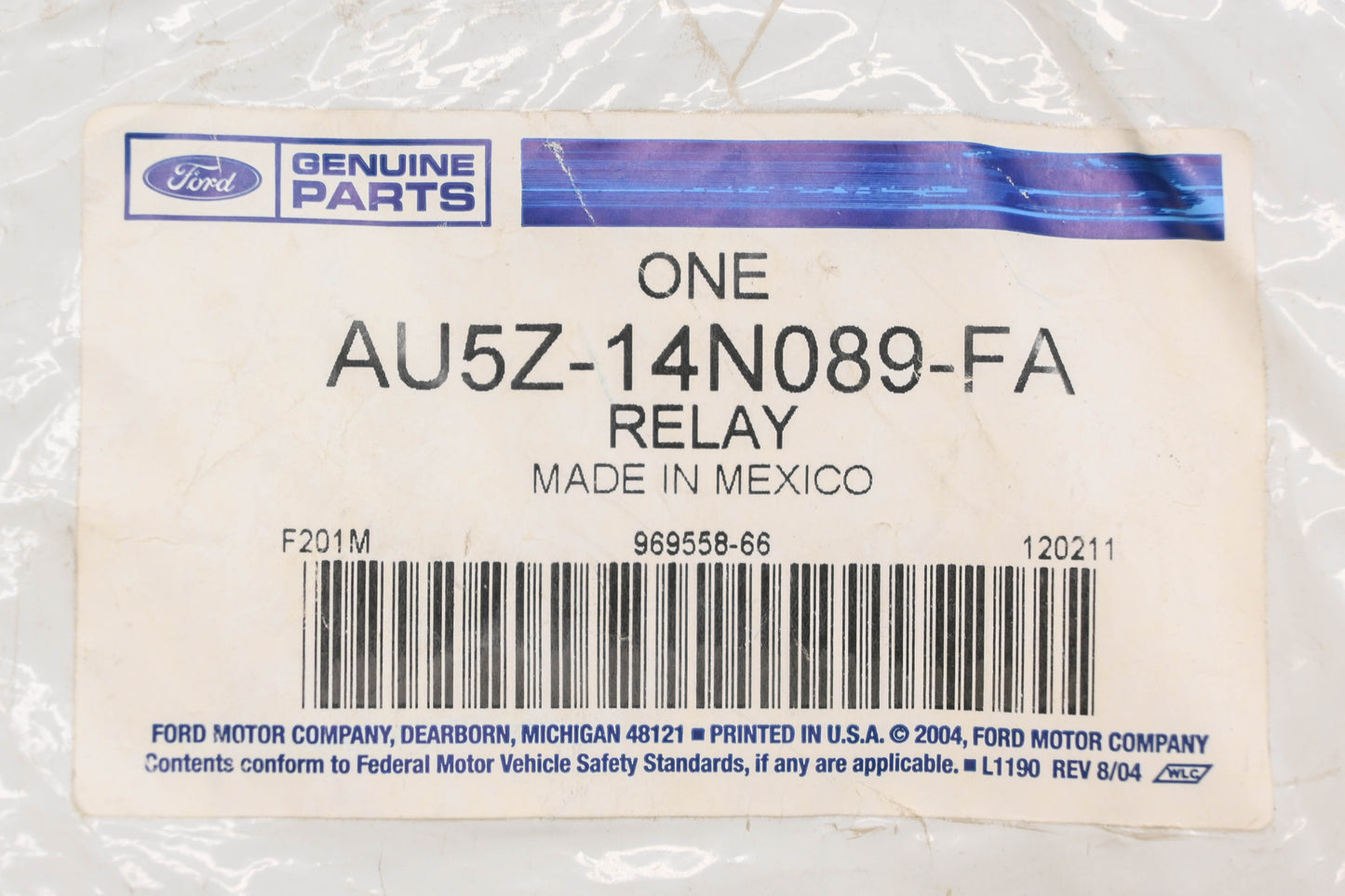 New OEM Ford AU5Z-14N089-FA Relay Kit NOS
