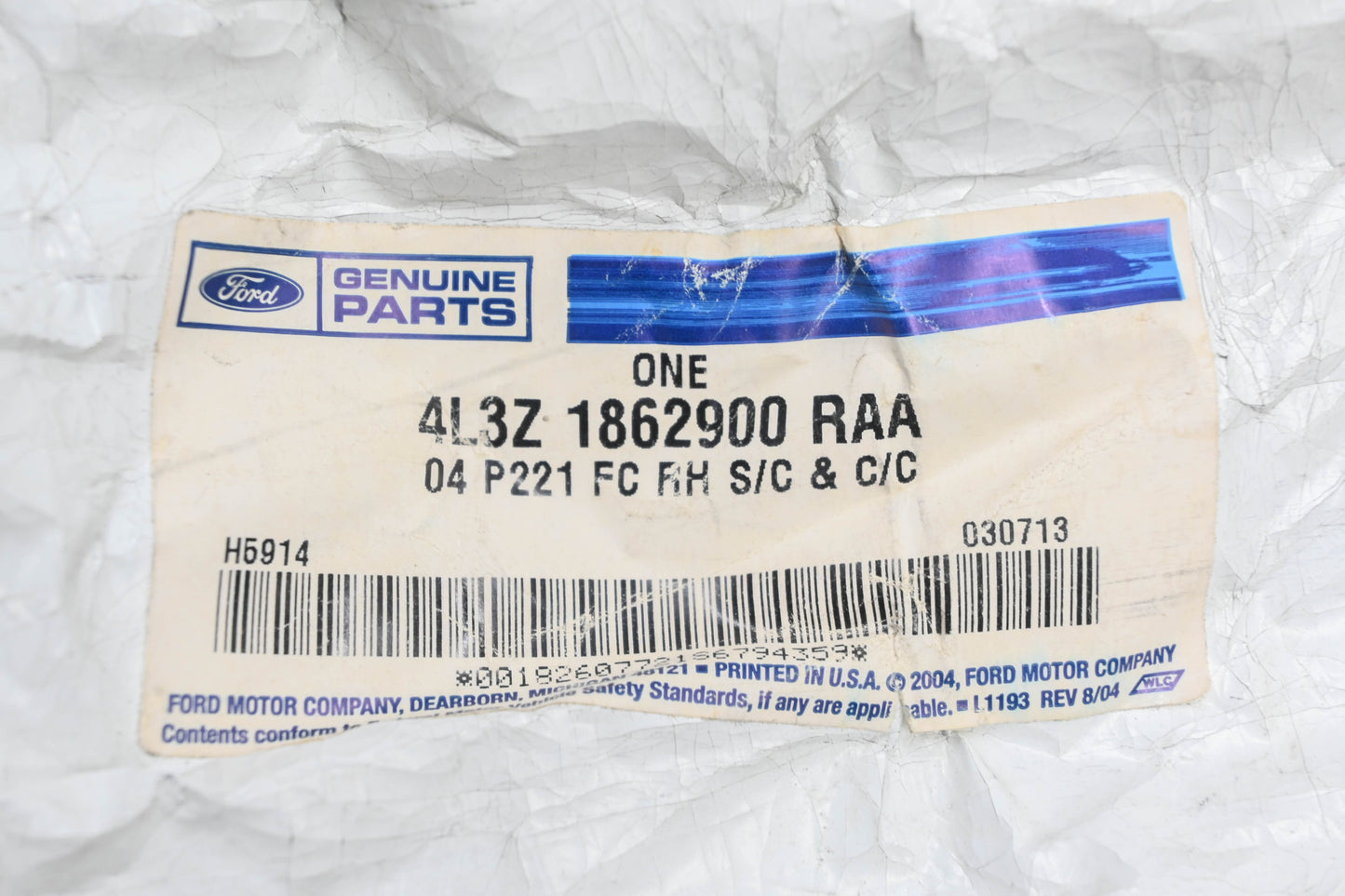New OEM Ford 4L3Z-1862900-RAA Right Seat Cushion Cover NOS