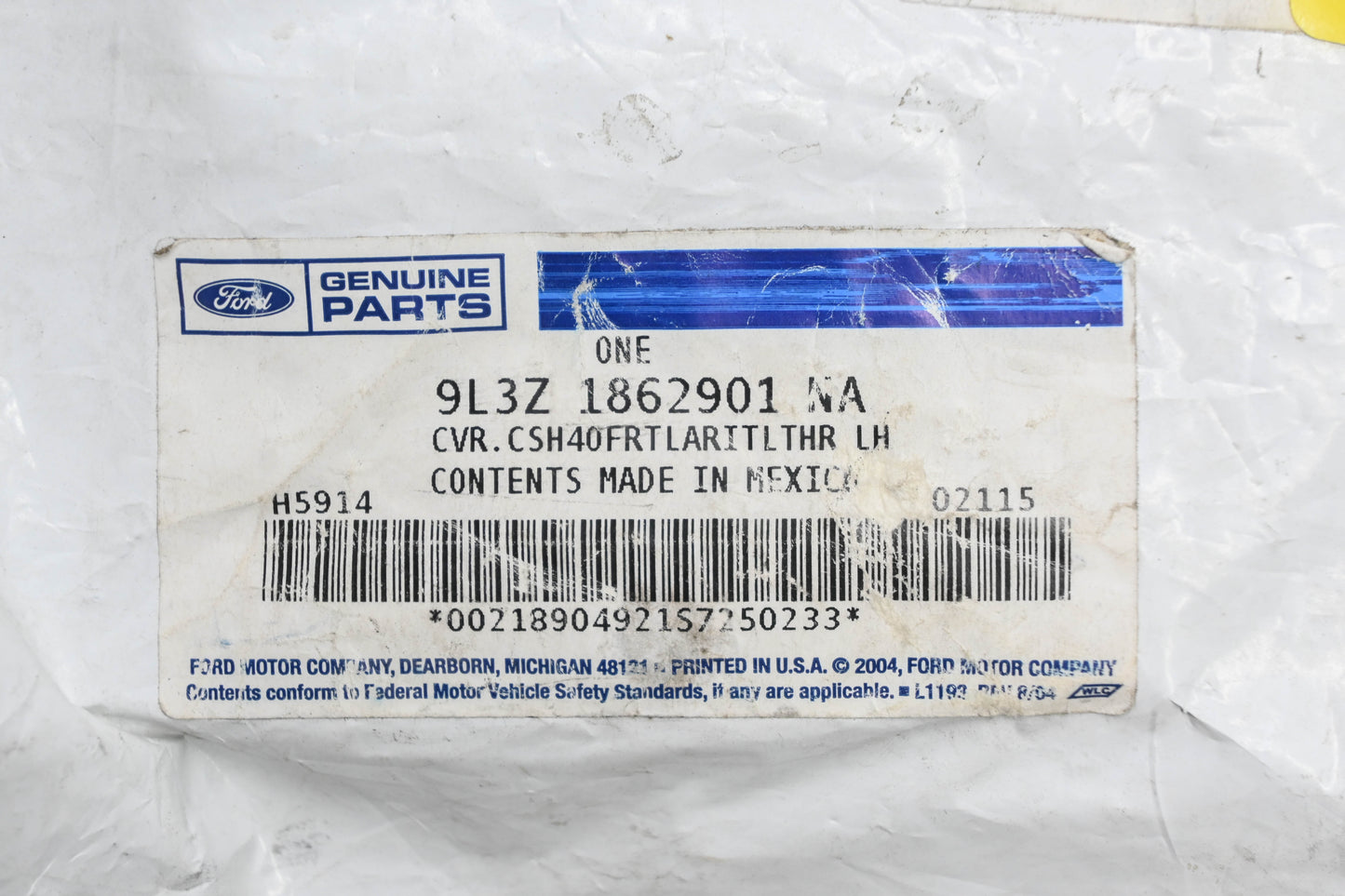 New OEM Ford 9L3Z-1862901-NA Front Left Seat Cushion Cover NOS