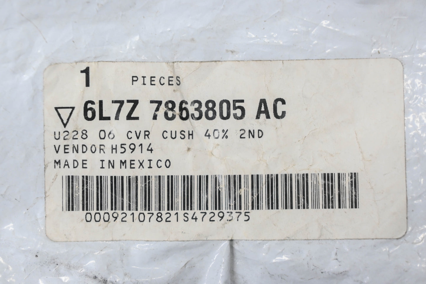 New OEM Ford 6L7Z-7863805-AC Rear Left Seat Cushion Cover NOS