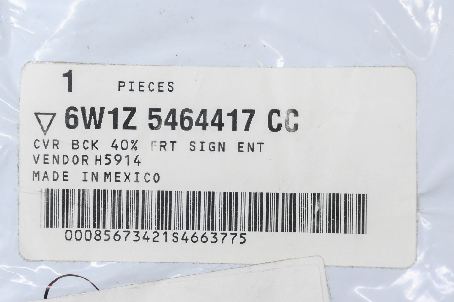 New OEM Ford 6W1Z-5464417-CC Left Seat Back Cover NOS