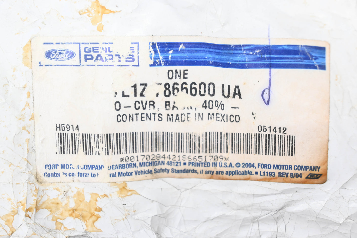 New OEM Ford 7L1Z-7866600-UA Rear Right Seat Back Cover NOS