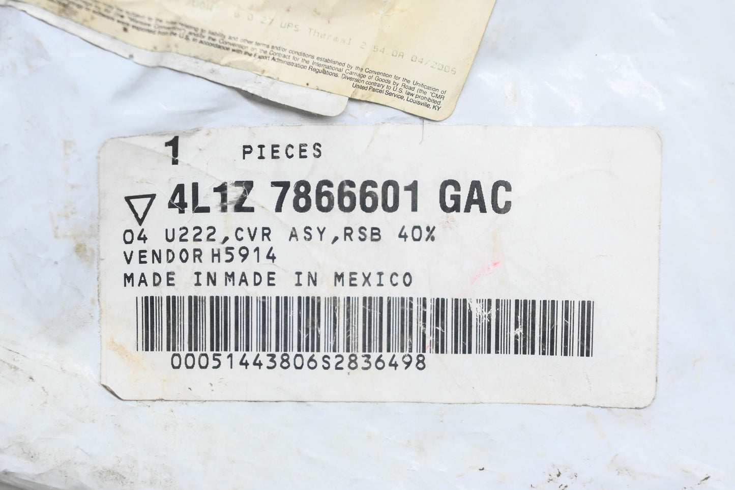 New OEM Ford 4L1Z-7866601-GAC Rear Left Seat Back Cover NOS