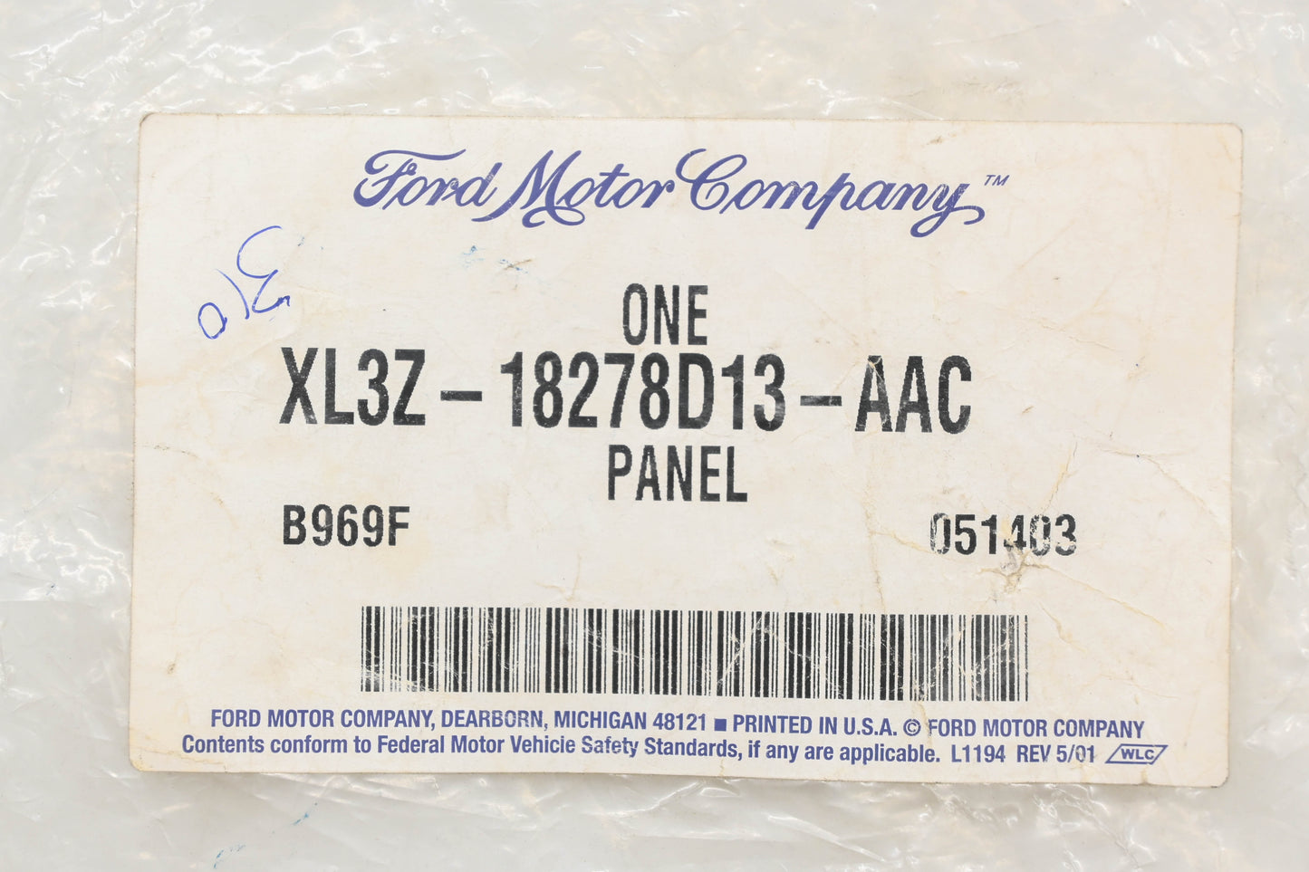 New OEM Ford XL3Z-18278D13-AAC Interior Body Left Soft Trim Panel NOS