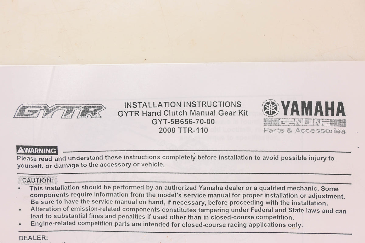 New OEM Yamaha GYT-5B656-70-00 Hand Clutch Manual Gear Kit NOS