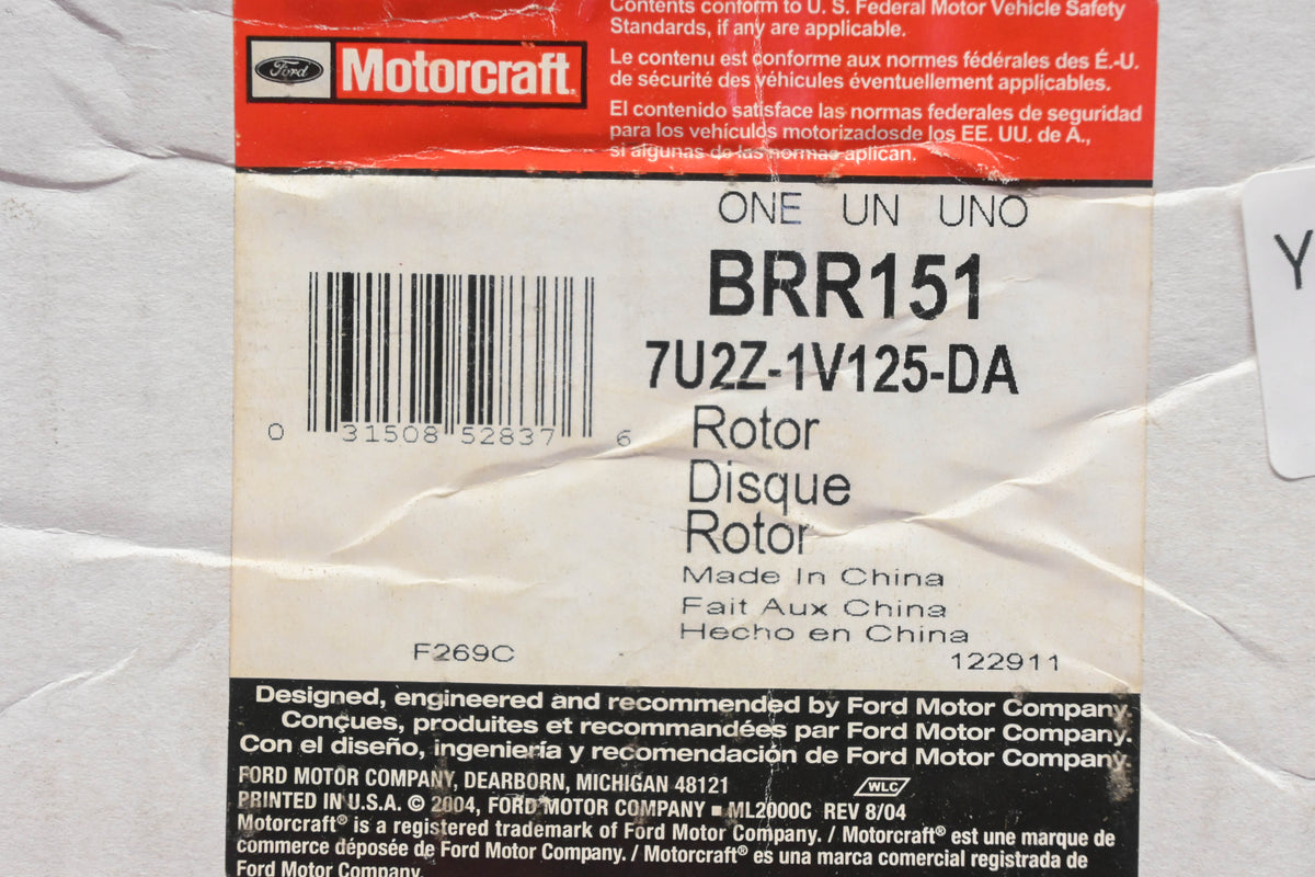 New OEM Motorcraft BRR151, 7U2Z-1V125-DA Disc Brake Rotor NOS