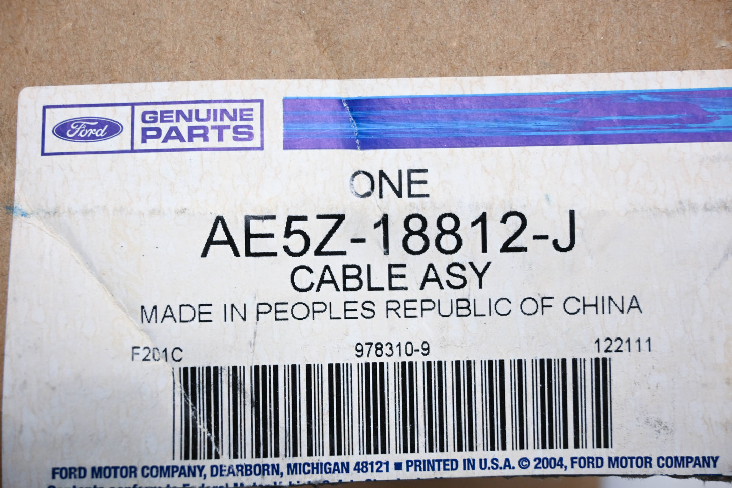 New OEM Ford AE5Z-18812-J Cable Assembly NOS