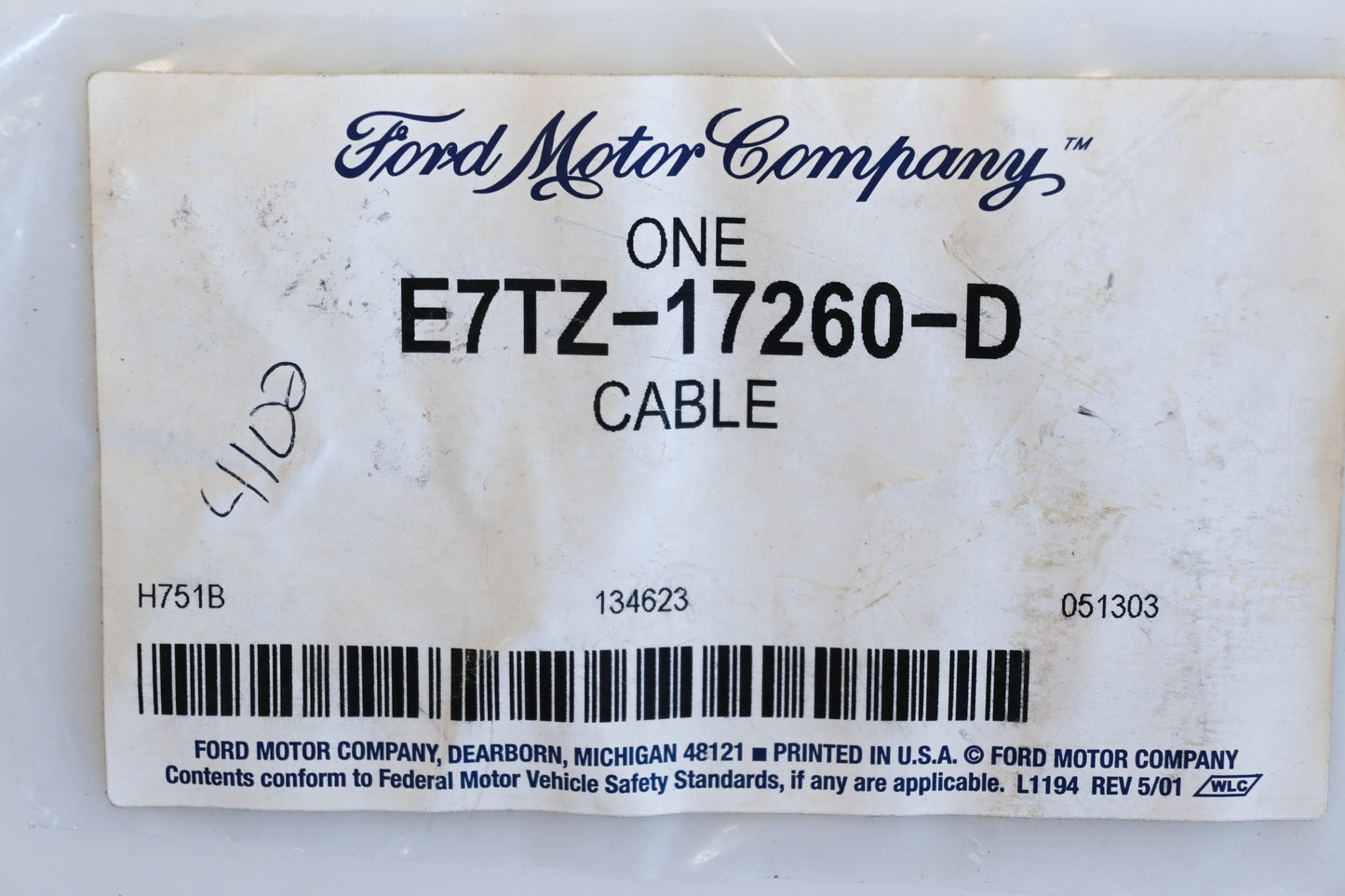 New OEM Ford E7TZ-17260-D Speedometer Cable NOS