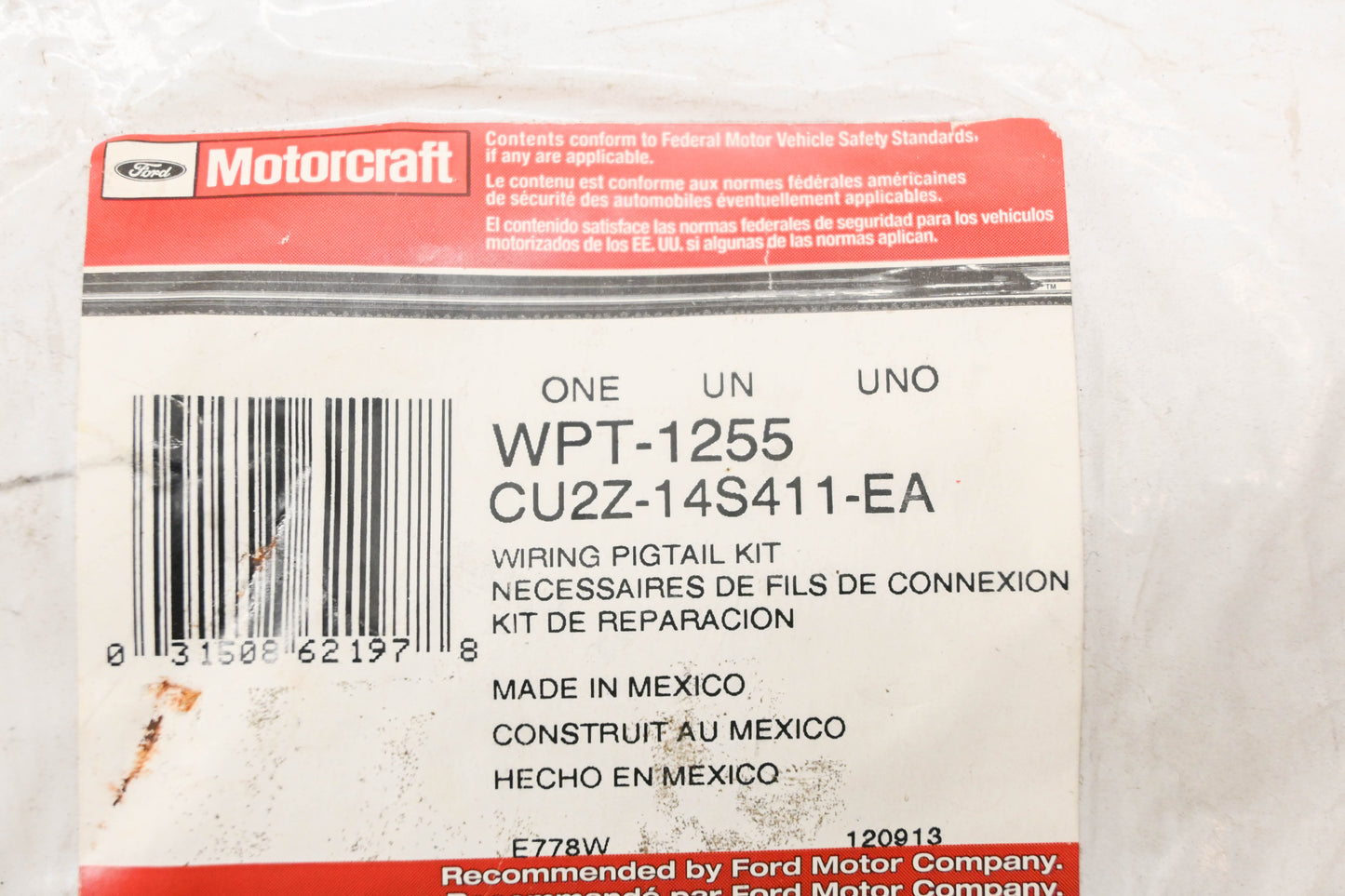 New OEM Motorcraft WPT-1255, CU2Z-14S411-EA Wiring Pigtail Kit NOS
