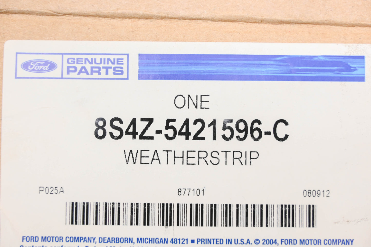 New OEM Ford 8S4Z-5421596-C Weatherstrip NOS
