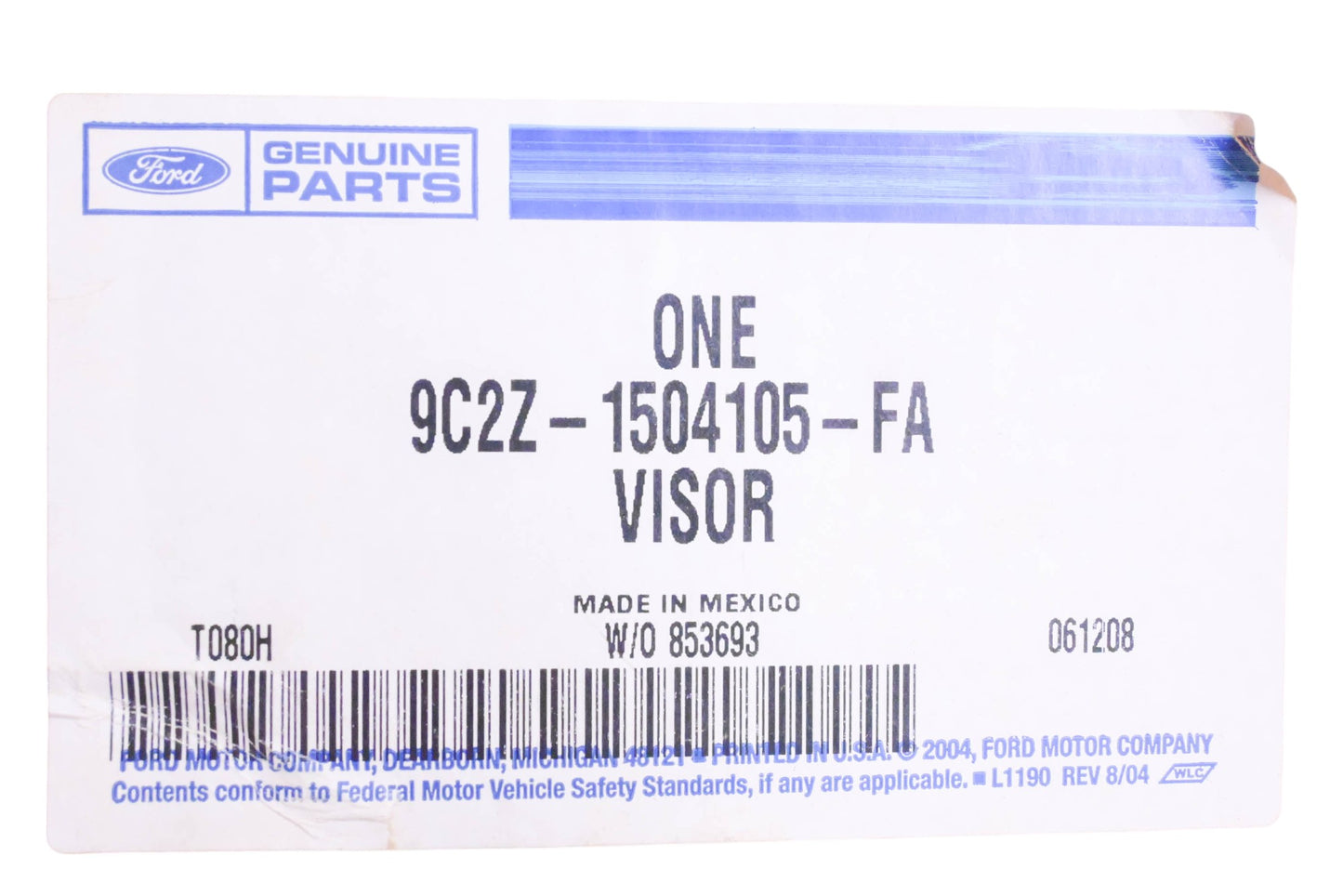 New OEM Ford 9C2Z-1504105-FA Sun Visor Gray Left Driver Side NOS