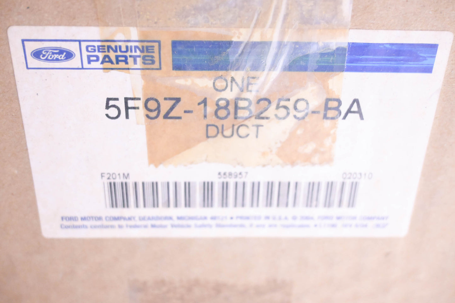 New OEM Ford 5F9Z-18B259-BA Heater Air Inlet Duct NOS
